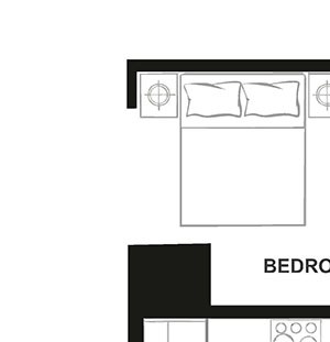 Two Bedroom Floor Plan at H16 Apartments
